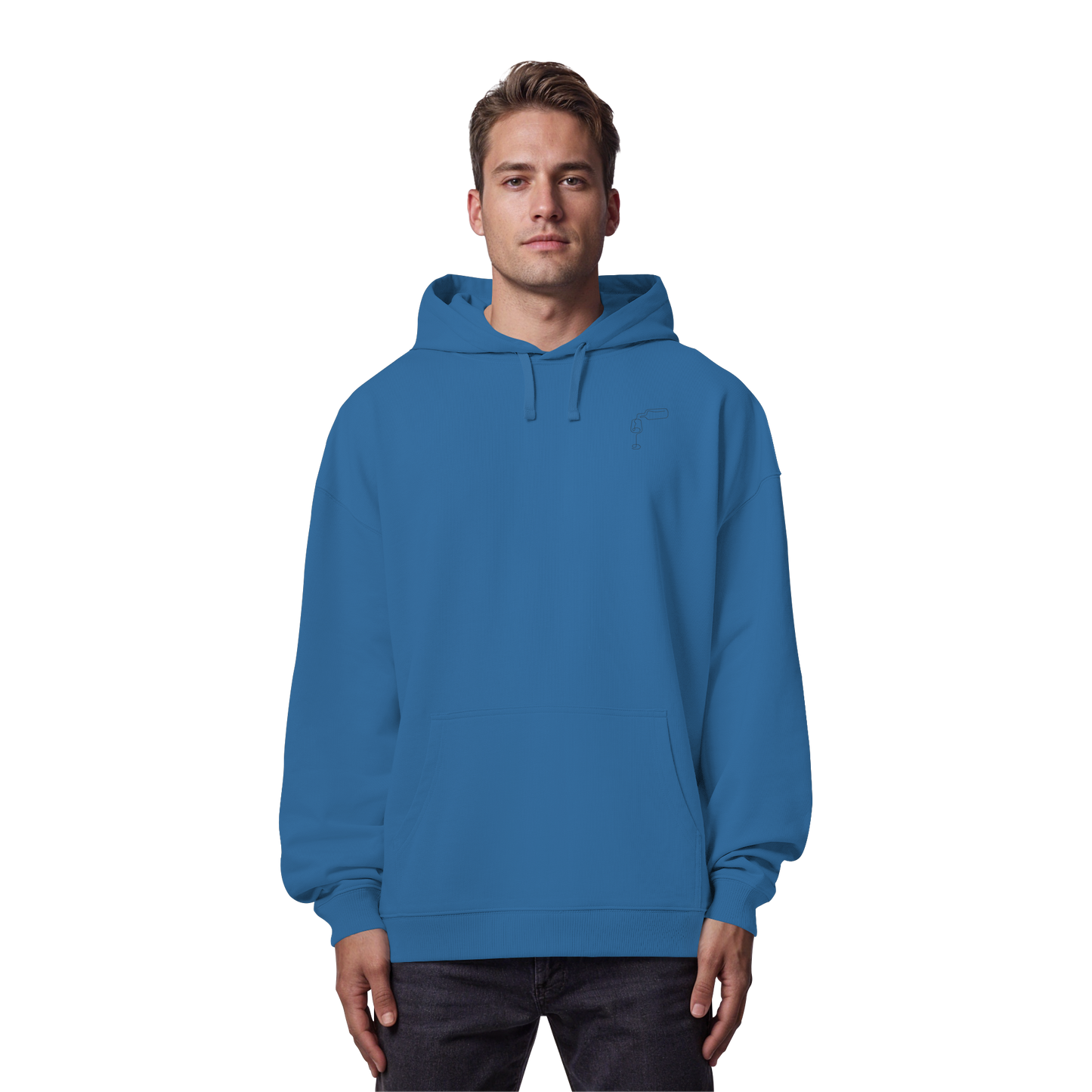 Organic Oversize Hoodie - Wein gestickt