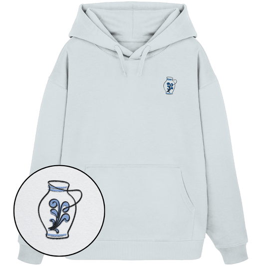 Organic Oversize Hoodie - Bembel gestickt (blau)