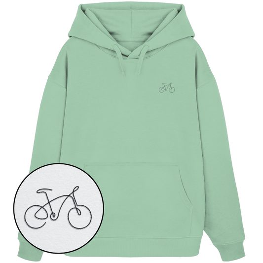 Organic Oversize Hoodie - Fahrrad gestickt