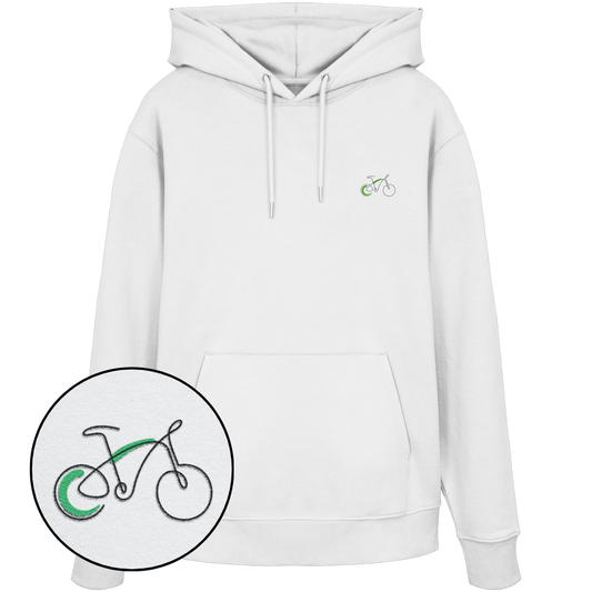 Organic Hoodie - Fahrrad gestickt (grün)