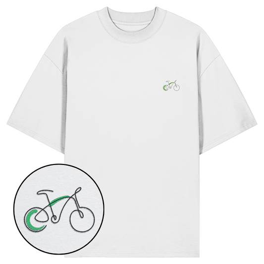 Organic Oversize Shirt - Fahrrad gestickt (grün)