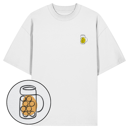 Organic Oversize Shirt - Maßkrug gestickt (gelb)