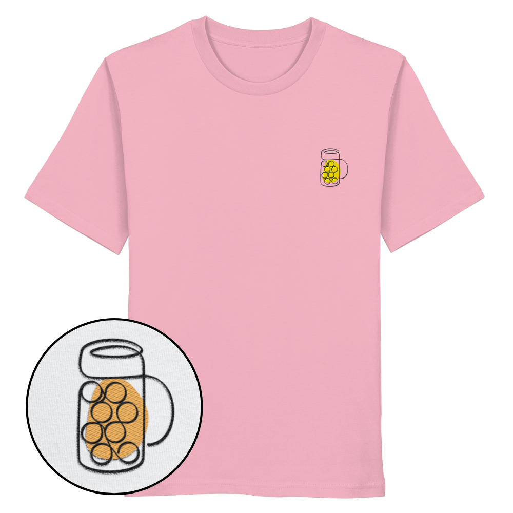 Organic Shirt - Maßkrug gestickt (gelb)