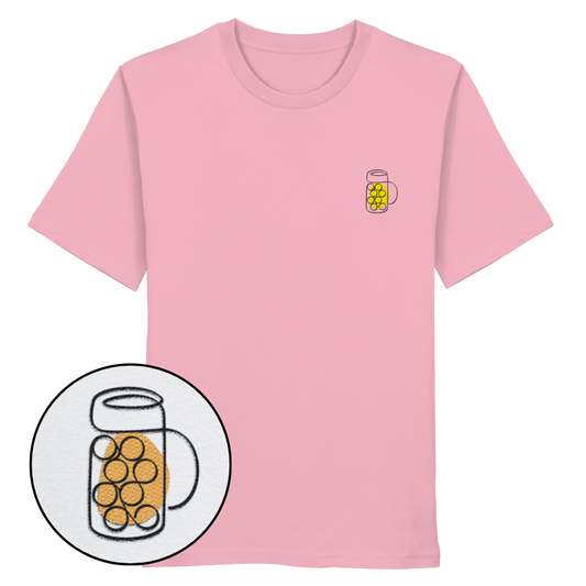 Organic Shirt - Maßkrug gestickt (gelb)
