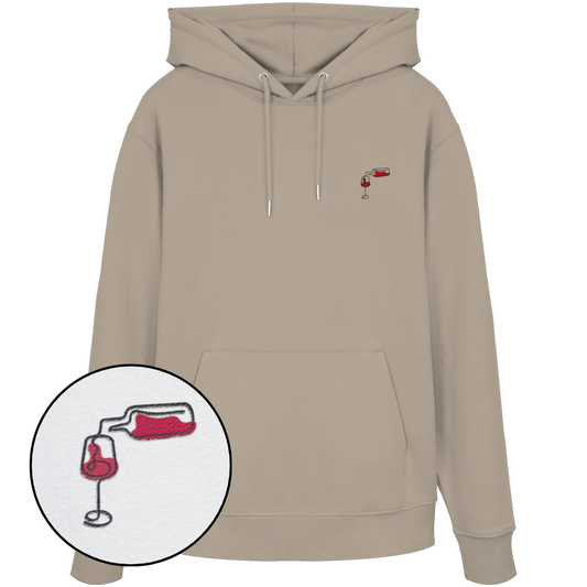 Organic Hoodie - Wein gestickt (rot)
