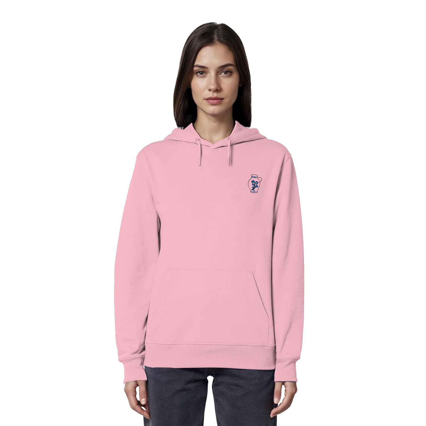 Organic Hoodie - Bembel gestickt (blau)