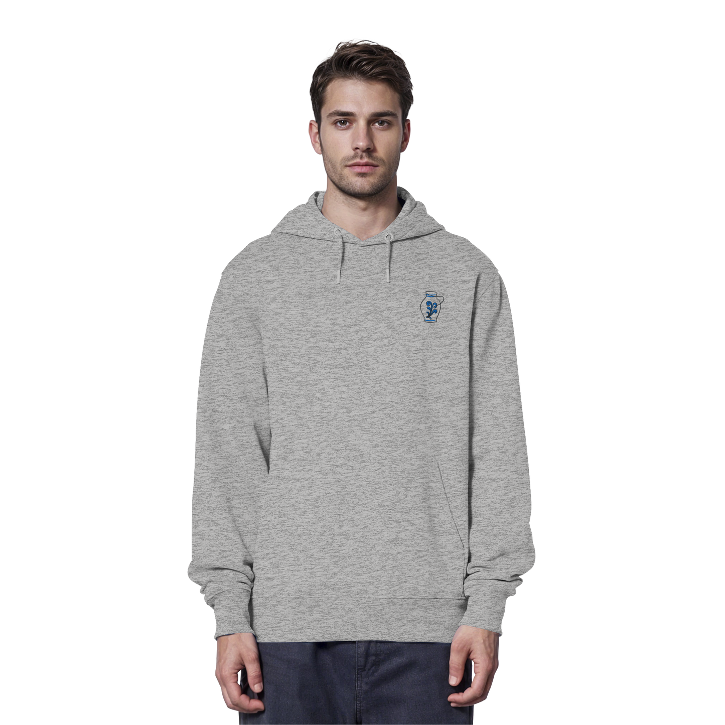 Organic Hoodie - Bembel gestickt (blau)