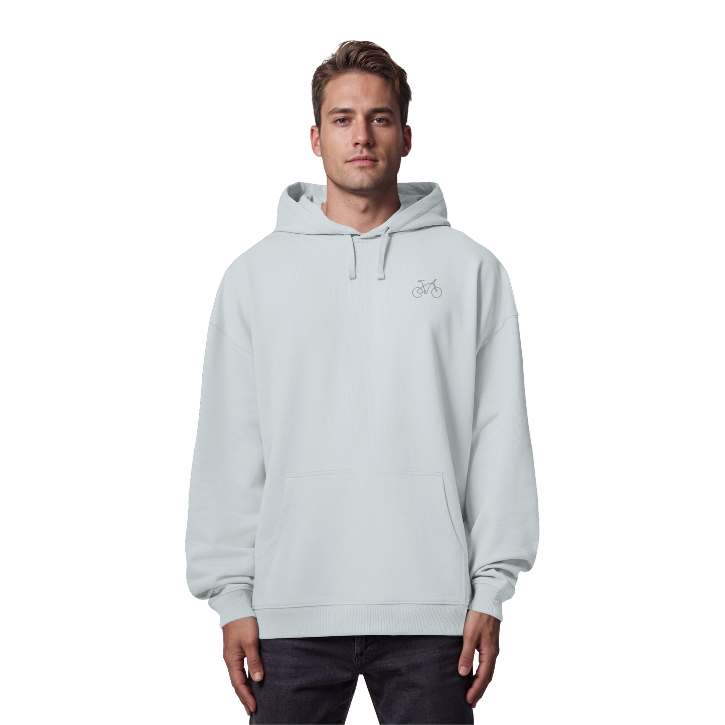 Organic Oversize Hoodie - Fahrrad gestickt