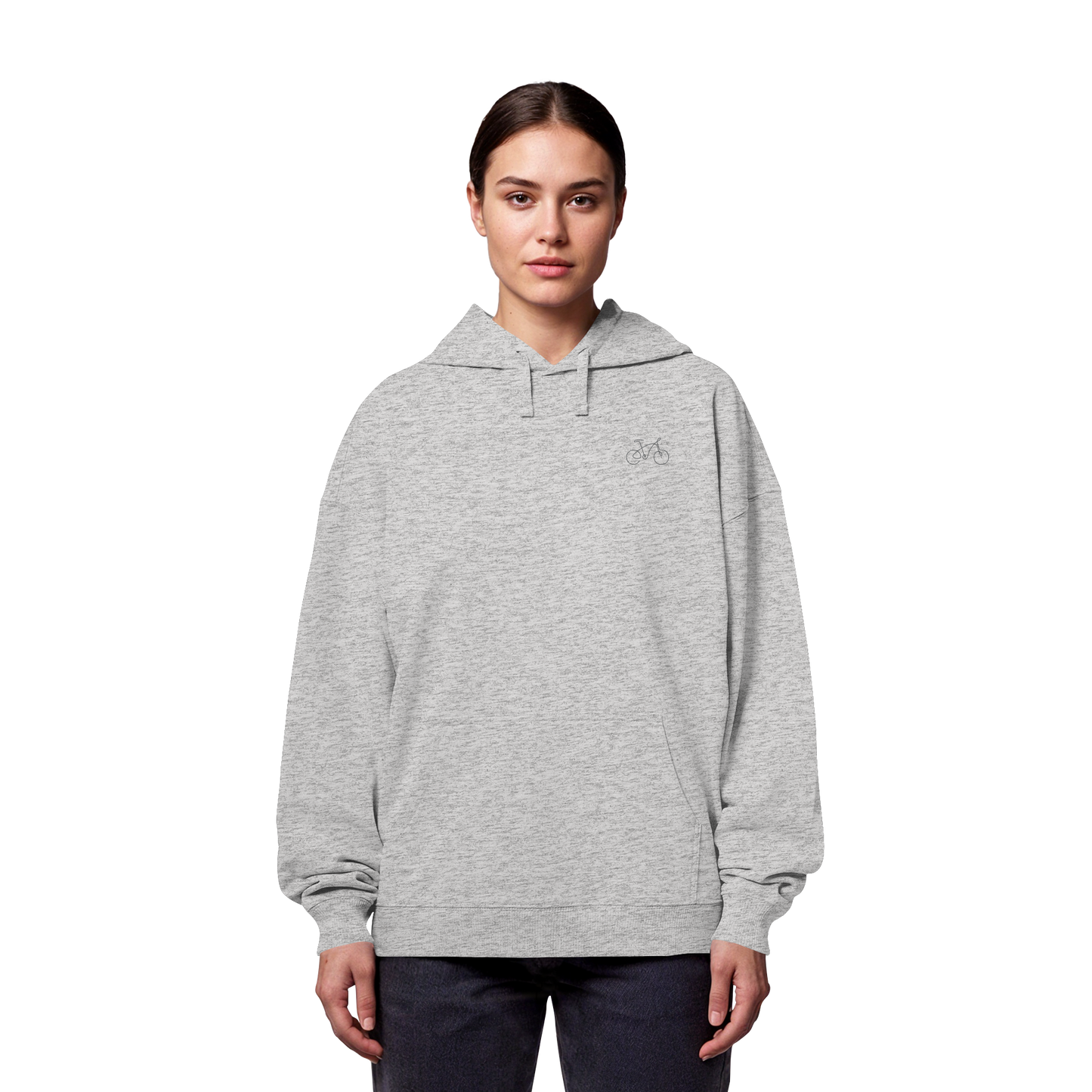 Organic Oversize Hoodie - Fahrrad gestickt