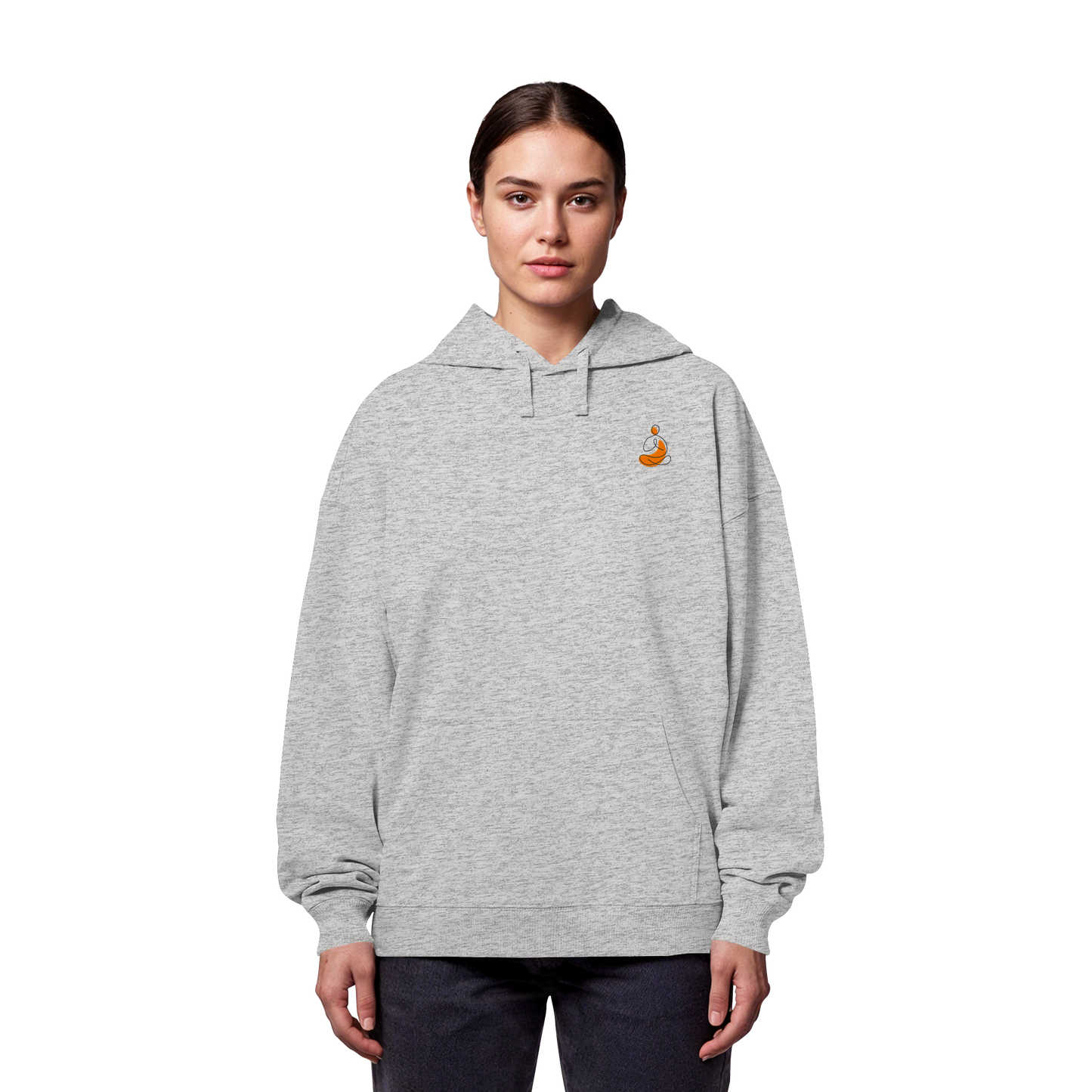 Organic Oversize Hoodie - Yoga gestickt (orange)