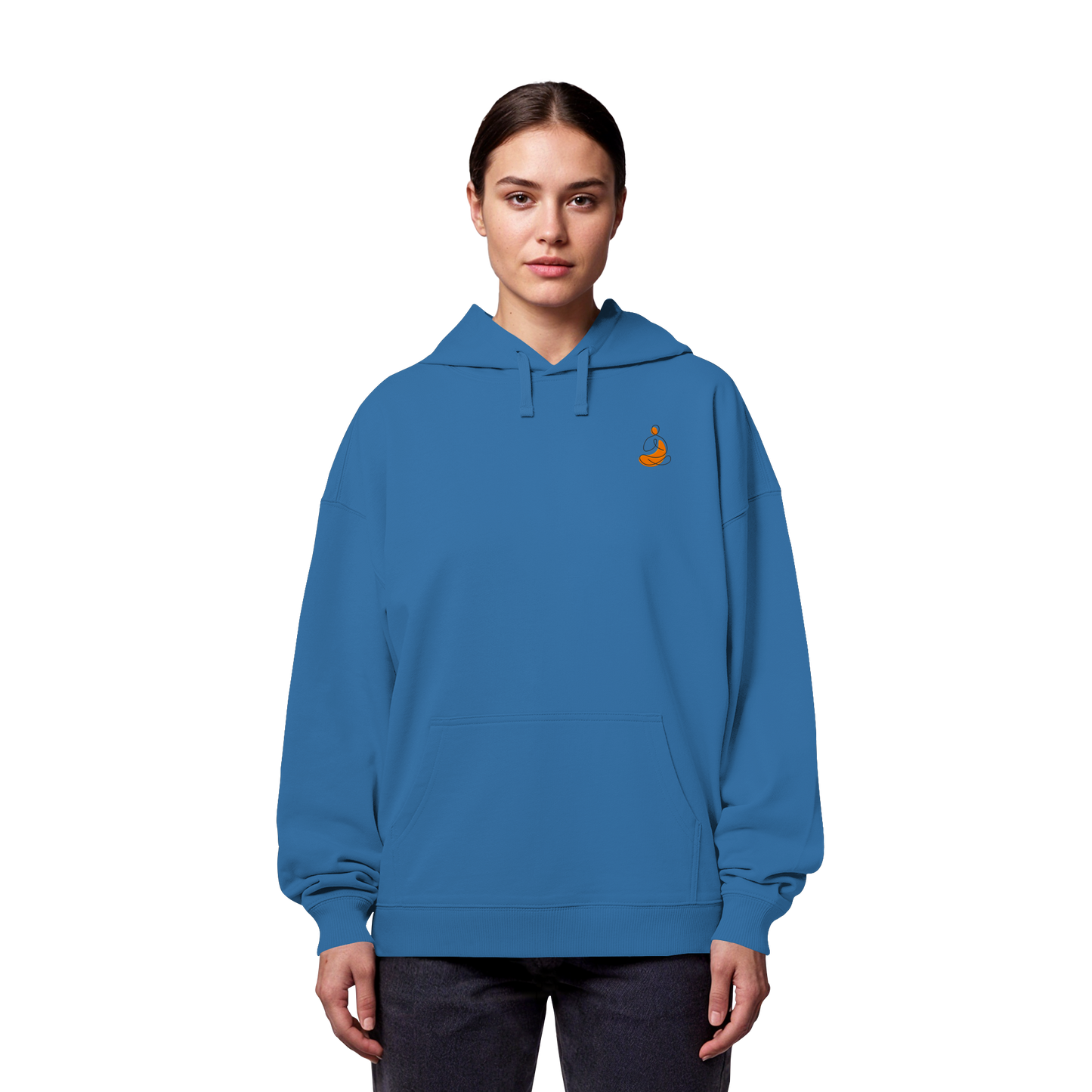 Organic Oversize Hoodie - Yoga gestickt (orange)