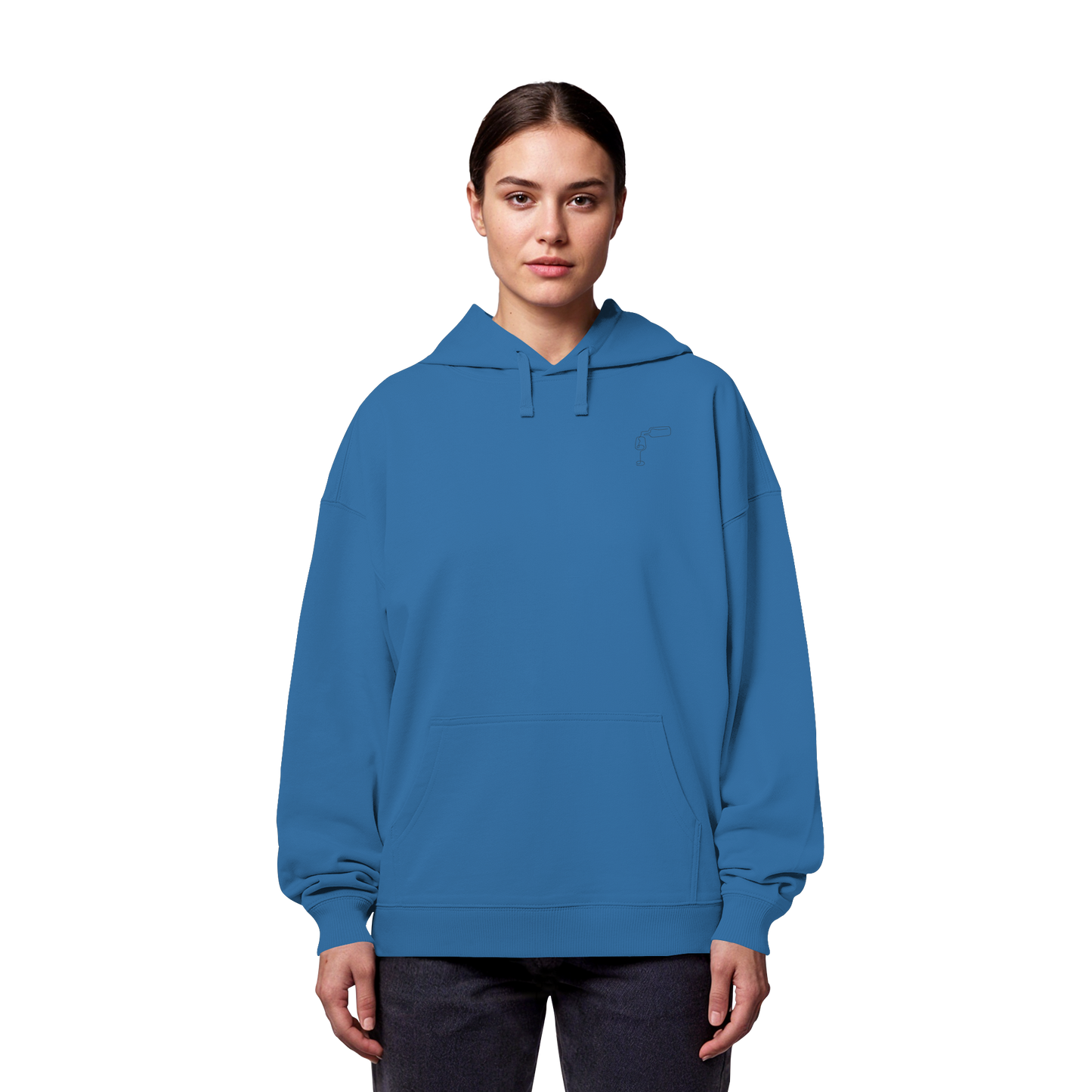 Organic Oversize Hoodie - Wein gestickt