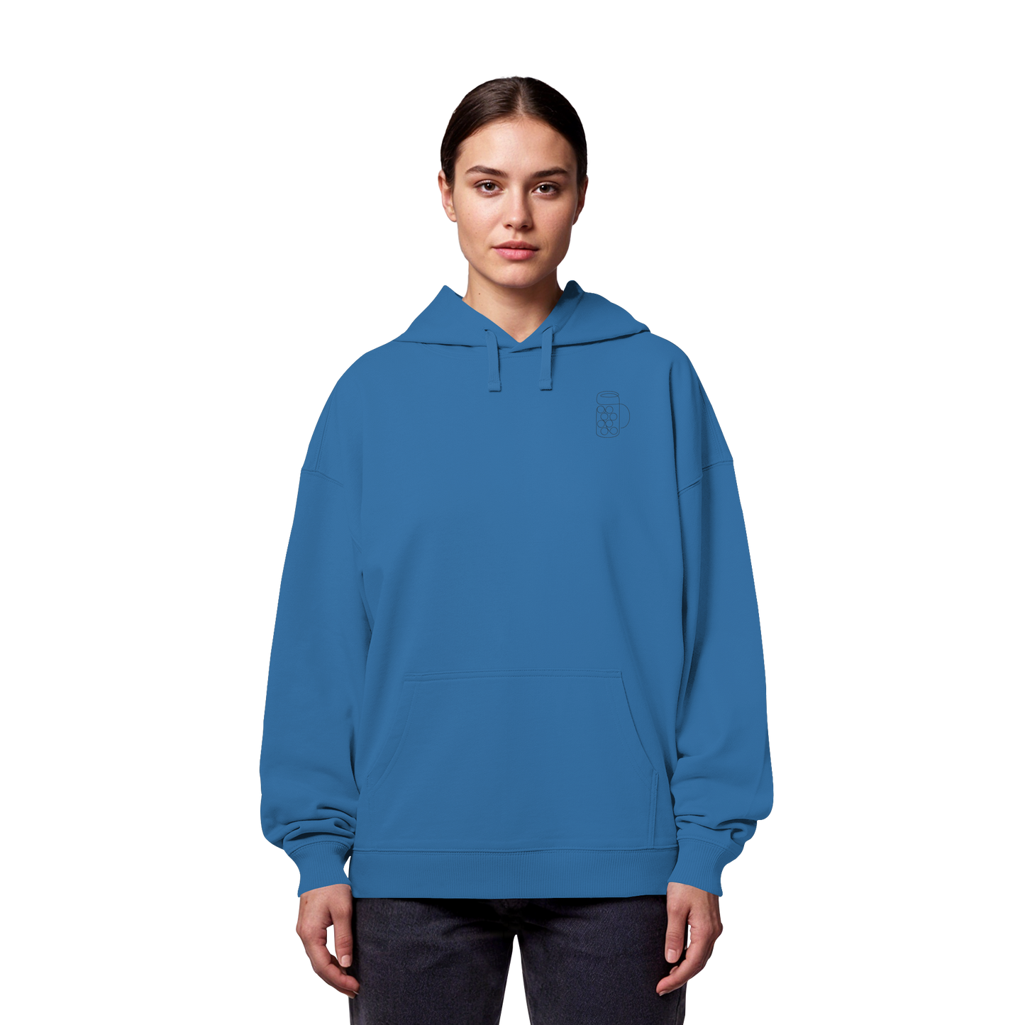Organic Oversize Hoodie - Maßkrug gestickt