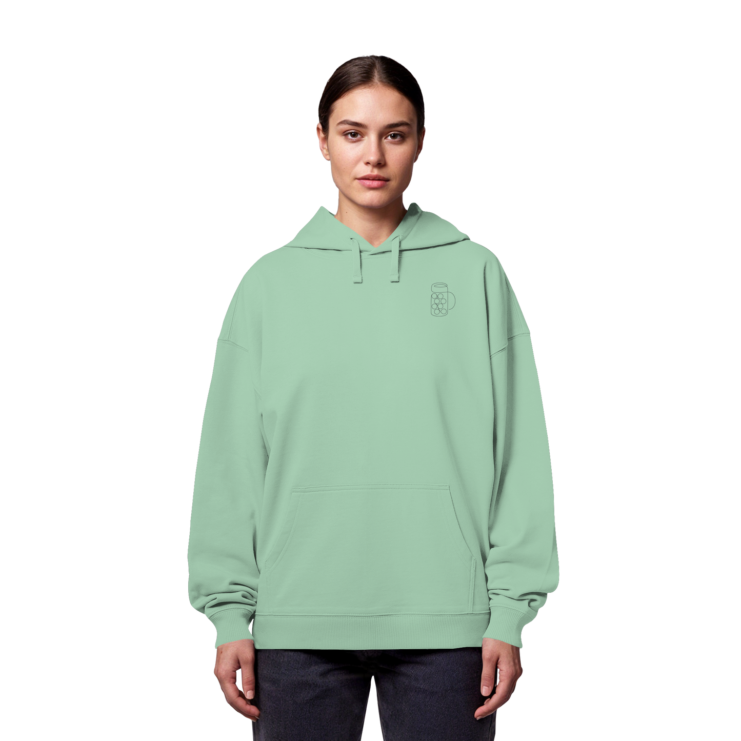 Organic Oversize Hoodie - Maßkrug gestickt