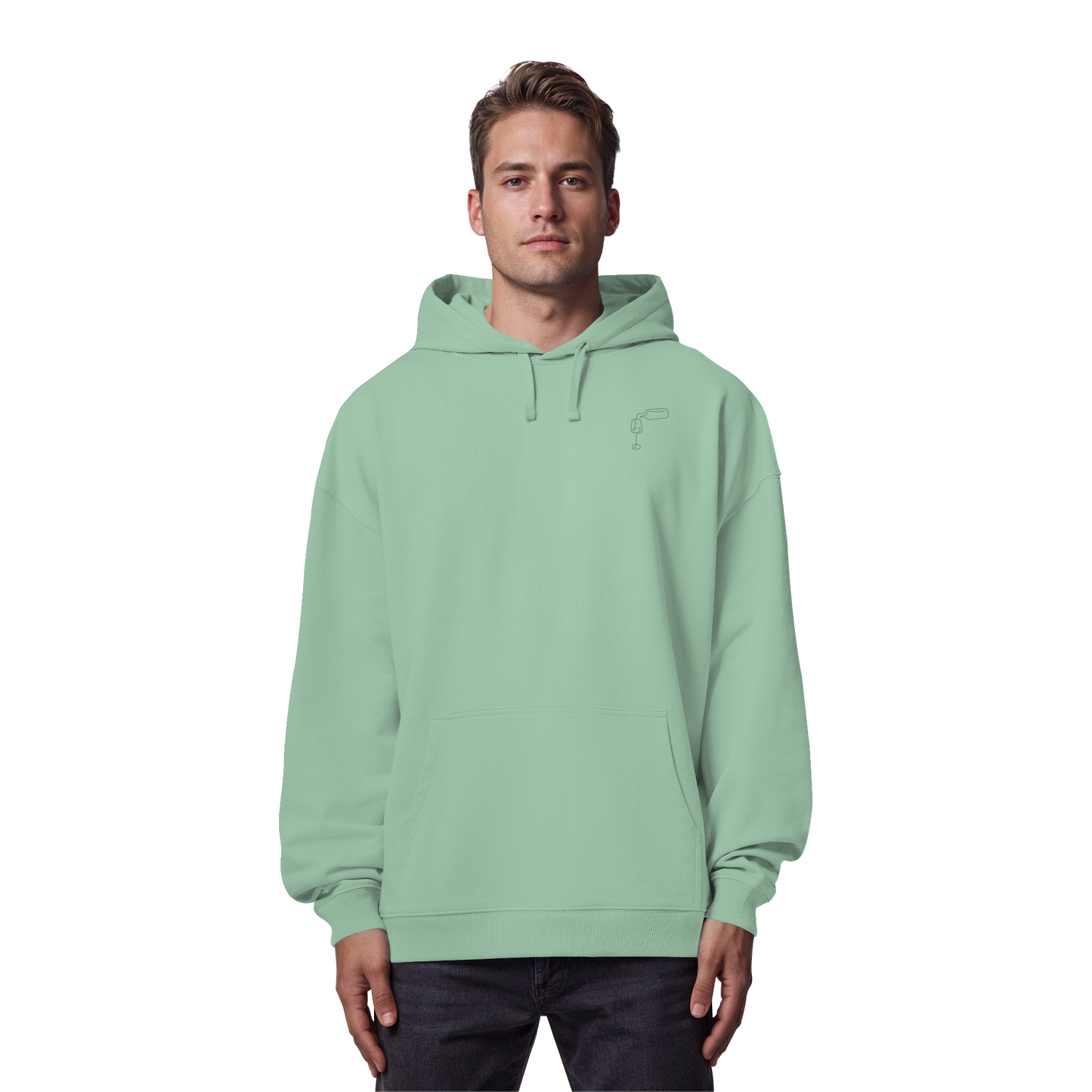 Organic Oversize Hoodie - Wein gestickt