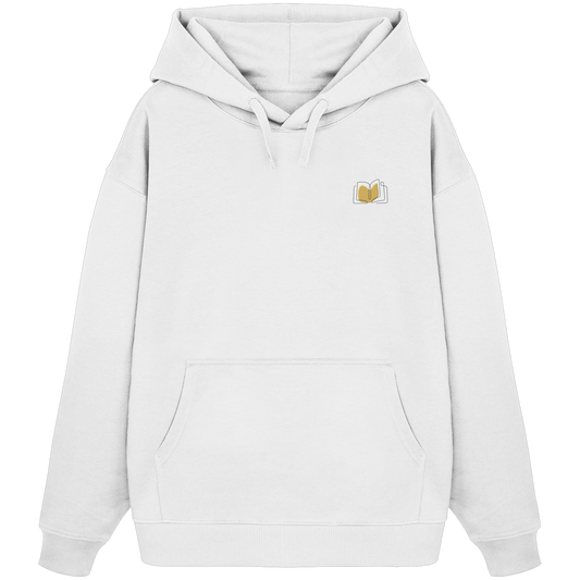 Organic Oversize Hoodie - Buch gestickt (beige)