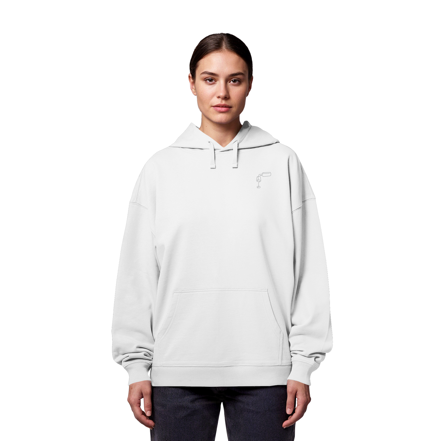 Organic Oversize Hoodie - Wein gestickt