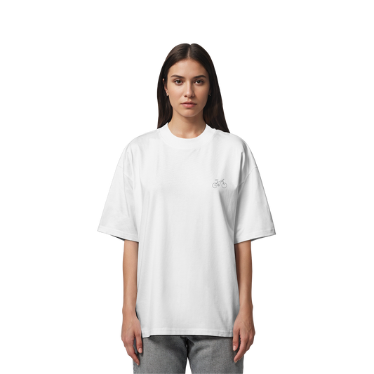 Organic Oversize Shirt - Fahrrad gestickt